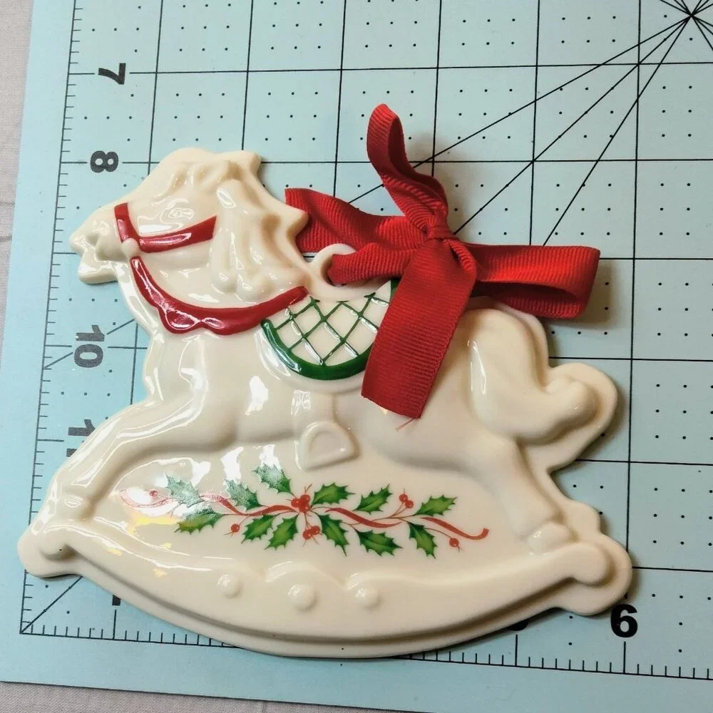 Lenox Holiday Rocking Horse Cookie Press White Bisque